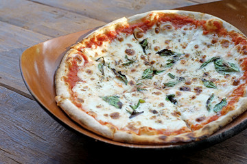 hot homemade margherita pizza