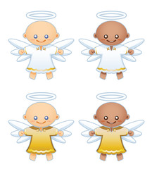 Little angels in white and gold robes