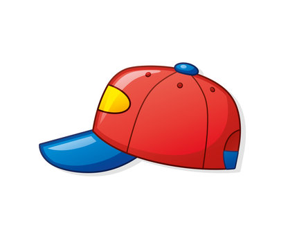 Red baseball cap.