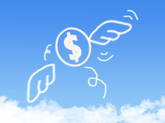 Money fly on Cloud shaped ,dream concept