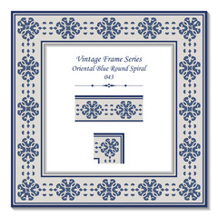 Vintage 3D frame 043 Oriental Blue Round Spiral
