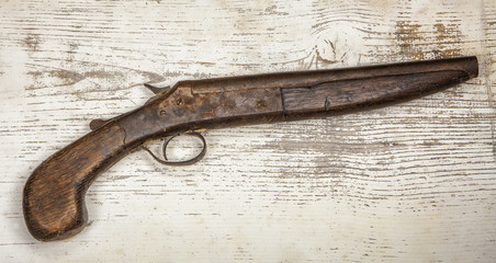 Portrait of a sawed off pistol