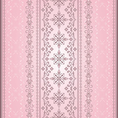 Vintage seamless brown border on pink background.