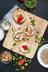 Small Sandwiches Cottage Cheese Strawberry Seeds