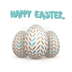 Realistic Vector Easter Egg Set. Happy Easter Painted Vector Egg