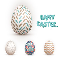 Realistic Vector 3D Easter Egg Set. Happy Easter Painted Vector 