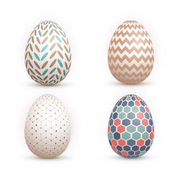 Realistic Vector 3D Easter Egg Set. Happy Easter Painted Vector 