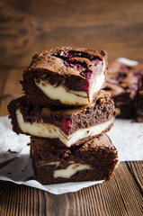 Several pieces of raspberry brownie