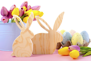 Happy Easter Wooden Bunnies