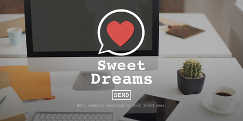 Sweet Dreams Valentine Romance Love Heart Dating Concept