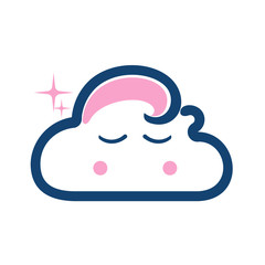 Cute Baby Sleepy Cloud Twinkle Star Illustration