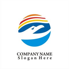 Blue Bird Aircraft on the Blue Sky Icon logo