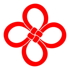 A Chinese Cloverleaf knot. 4 leaf clover is considered to be a good luck symbol. Hand drawn vector illustration.
