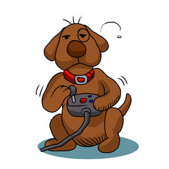 Fototapeta premium dog with joystick