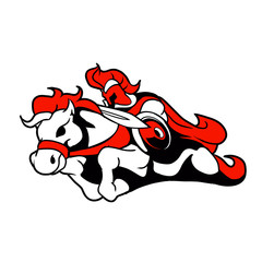 Knight with armor riding a horse 