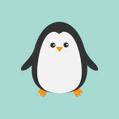 Obraz premium Cute penguin. Cartoon character. Arctic animal collection. Baby bird. Flat design