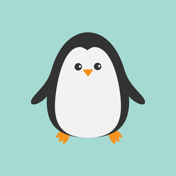 Cute penguin. Cartoon character. Arctic animal collection.  Baby bird. Flat design