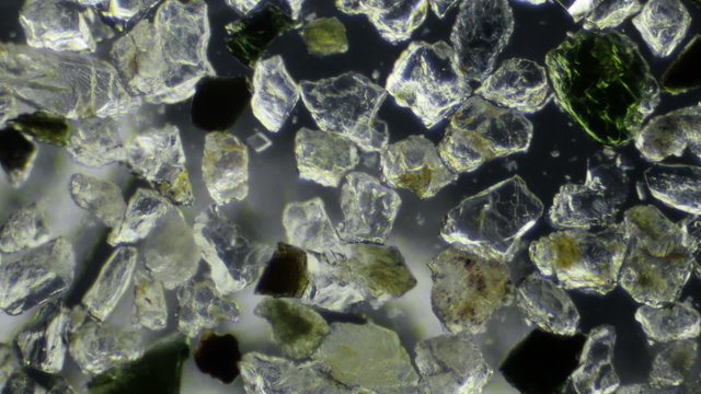 Beach Sand Moving on Substrate Microscopic View 100x