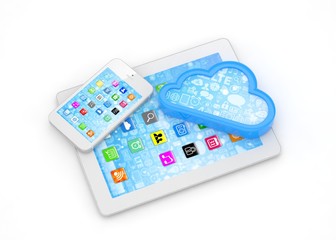 tablet pc, smart phone and cloud