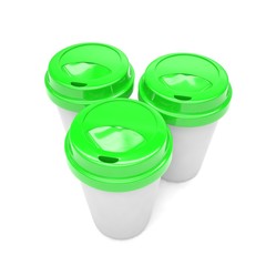 Three paper coffee cups