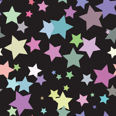 Multicolored stars on a black background. Vector Illustration