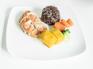 Clean food, Chicken grilled and vegetable and rice berry