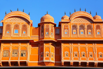 Detail of traditional house in Jaipur, Rajasthan, India