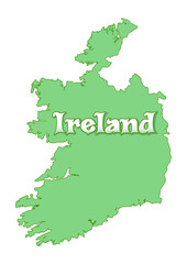Fototapeta premium Map of Ireland. Green Ireland map isolated on white background. Map of Ireland country. High detailed silhouette illustration. Vector illustration
