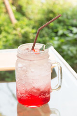 Strawberry soda juice cocktail
