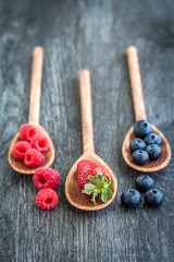 Berrys on wooden spoons