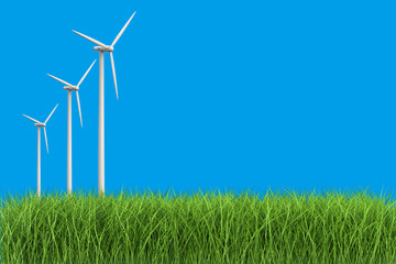 Fototapeta premium wind turbines in grass field