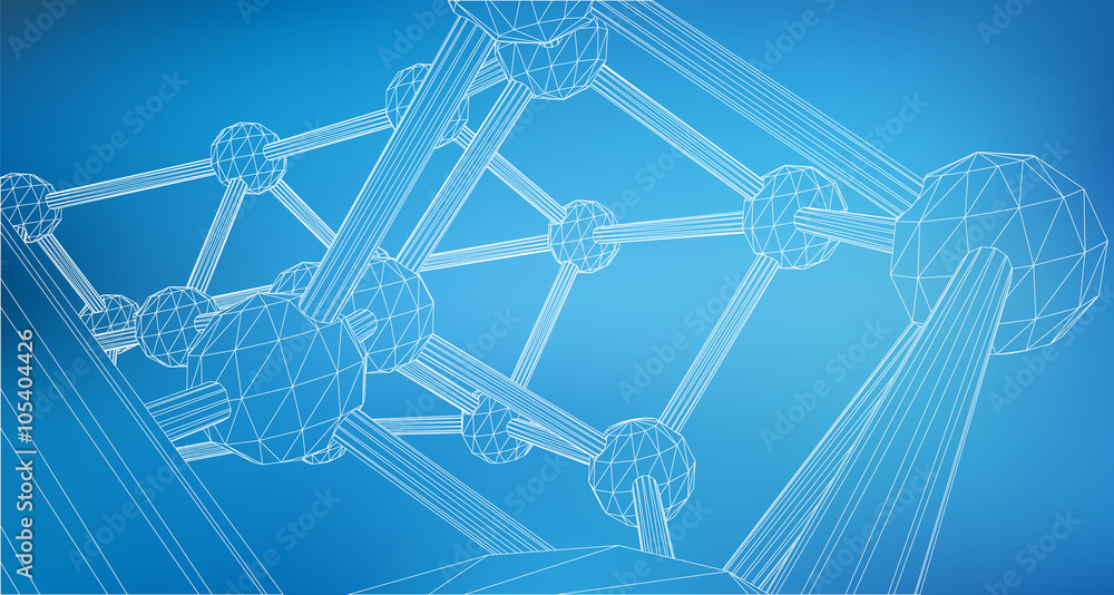 Poster mesh polygonal background. scope of lines and dots. triangle of the lines connected to points. molec