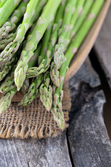 asparagus on wooden surface
