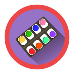 modern flat icon with watercolor set and shadow
