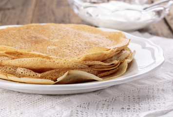 Stack of freshly homemade crepes