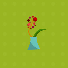 Spring flowers in vase, bouquet vector flat icons.