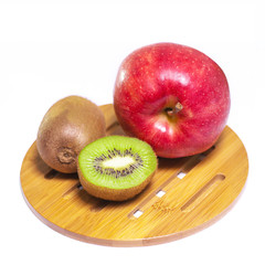 Isolated apple, kiwi Fresh diet fruit Healthy fruit with vitamin