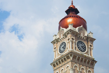 Clock tower of Merdeka Square in downtown Kuala Lumpur Malaysia