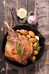 roasted lamb leg and potato