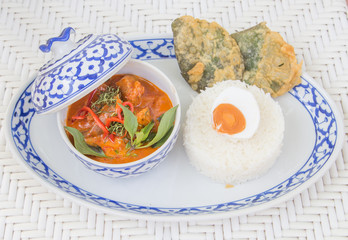 Thai red curry in the beautiful bowl
