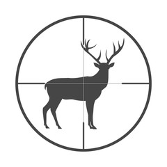Obraz premium Hunting Season with Deer in gun sight icon