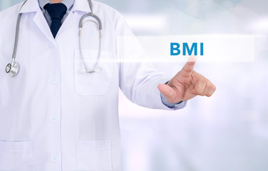Doctor hand touching BMI