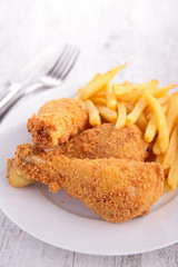 crispy fried chicken and french fries