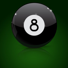 Eight billiard ball on green background