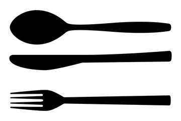 Cutlery set. Fork, spoon, knife. Kitchenware icon - obrazy, fototapety, plakaty