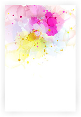 Multicolored watercolor splash on a white background.