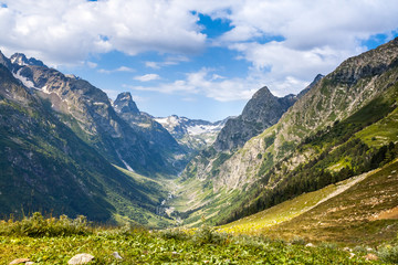View of the mountain gorge. Caucasus.
