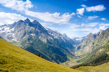Wide mountain valley. Caucasus.