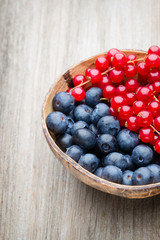 Fresh blueberries and red currant.