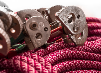 Climbing equipment - winded rope with cam.